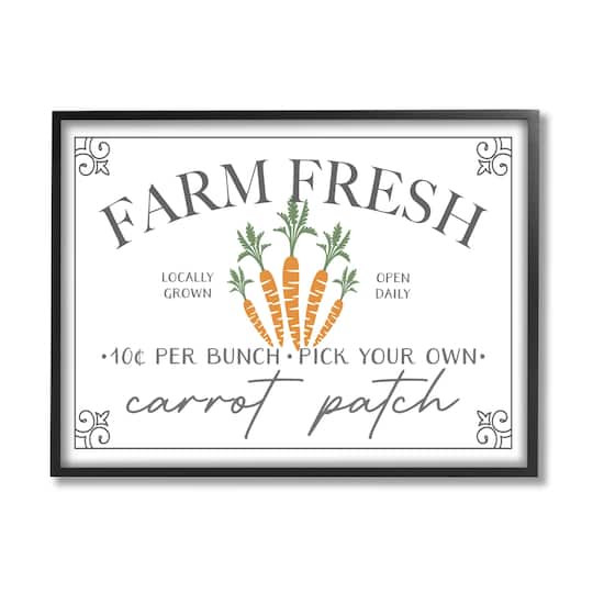 Stupell Industries Farm Fresh Carrot Patch Seasonal Springtime Vegetables Framed Giclee Art